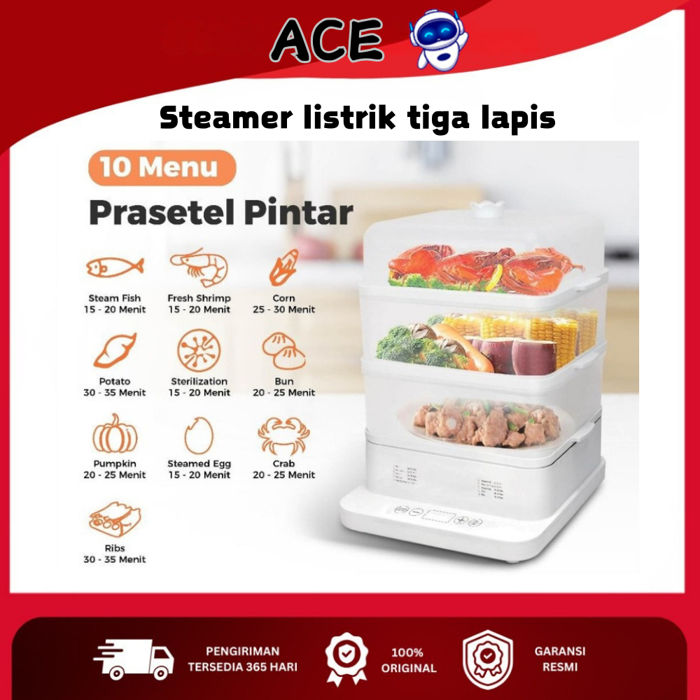 Cerdas Steamer  3 Lapis 18L Low Watt | Kukusan Listrik | Electric Cooker | Steamer Listrik | Food St