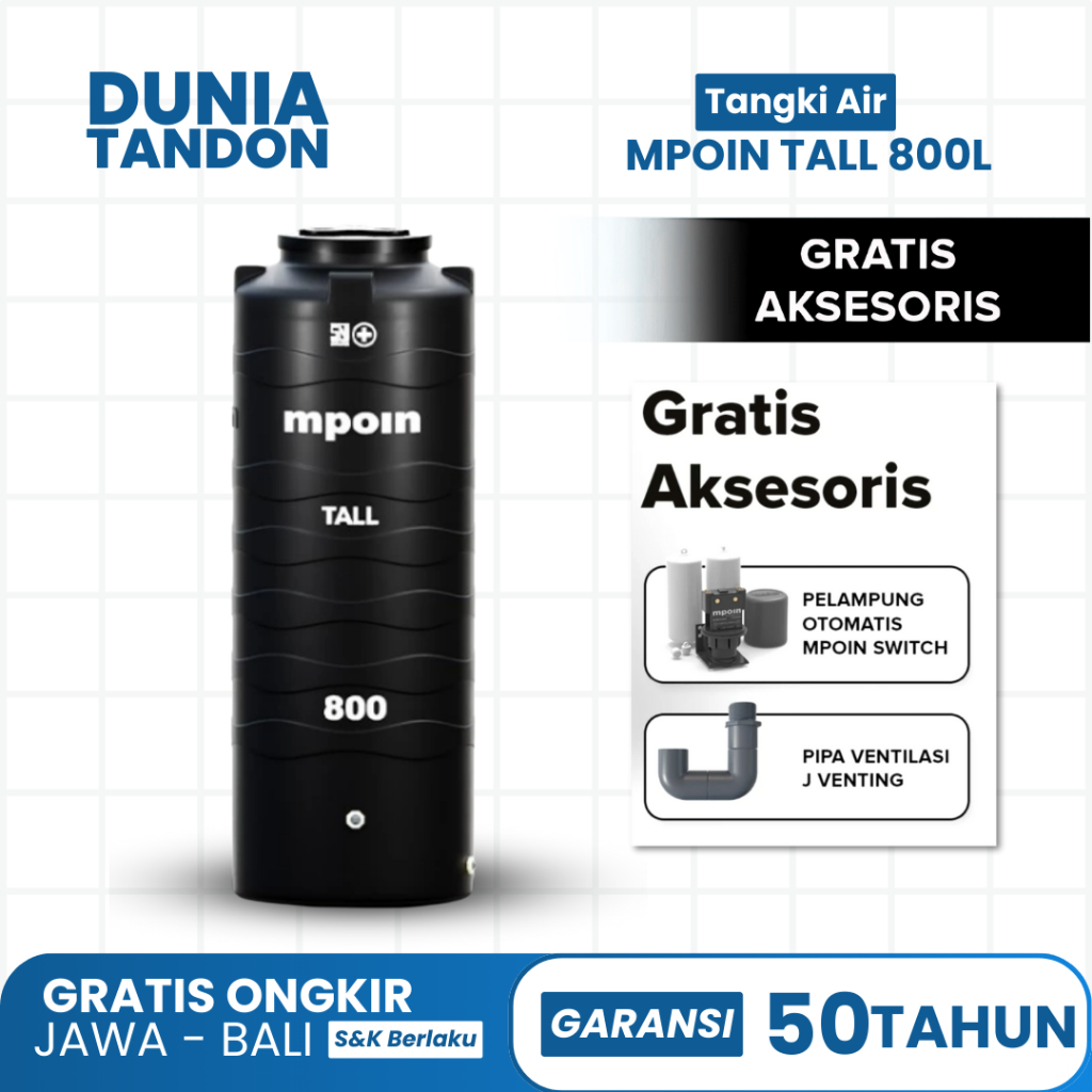 Tangki Air MPOIN Tall 800 750L Toren Air Tandon Air Ramping Msk Pintu / Toren Air 800 Liter