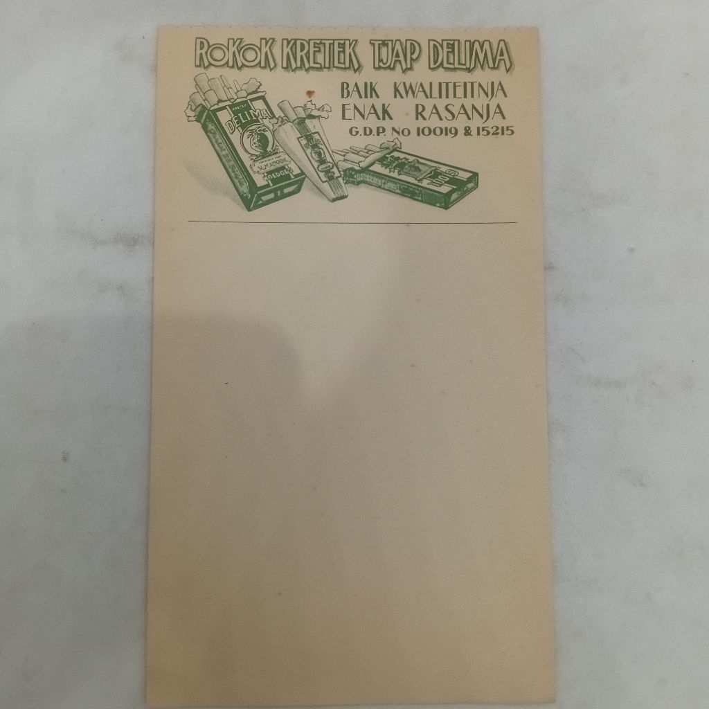 

Kertas Nota Old - Kretek Tjap Delima