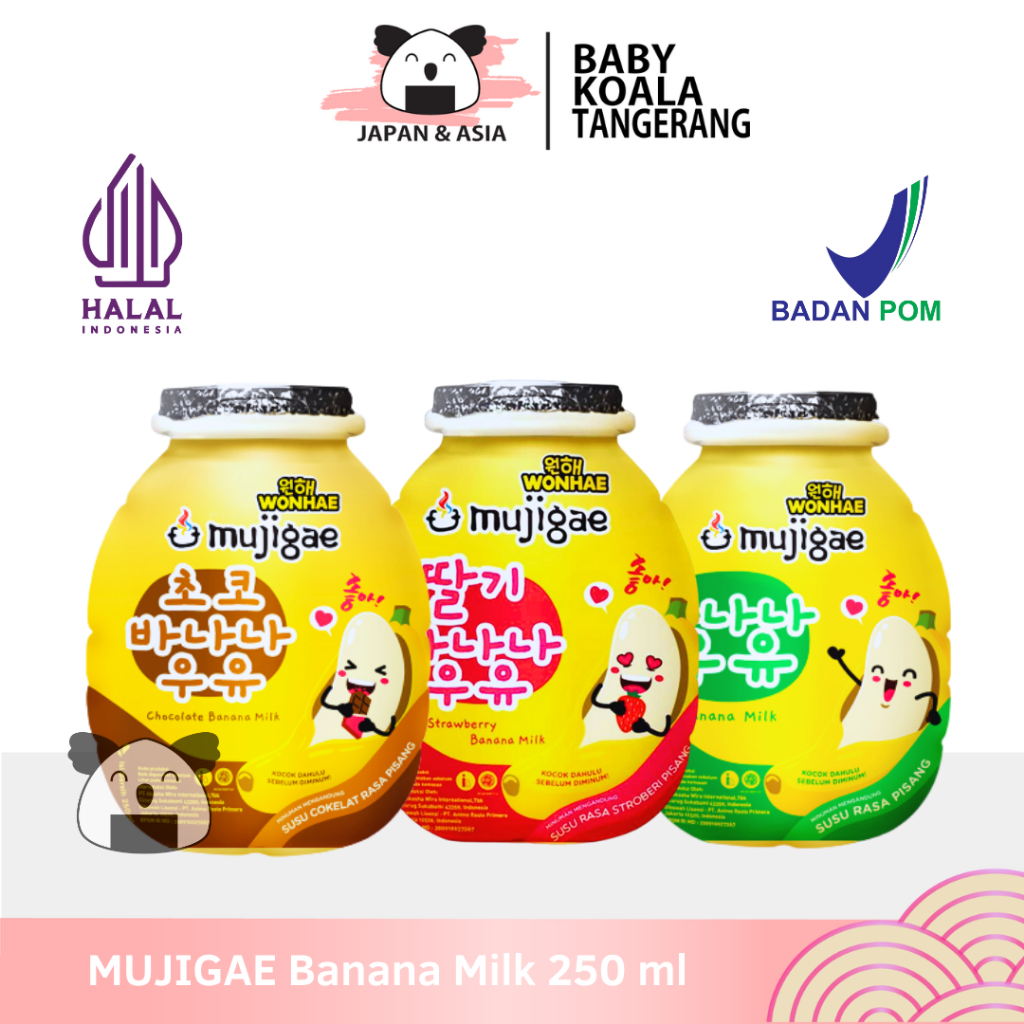 

MUJIGAE Banana Milk 250 ml Halal | Susu Korea Rasa Pisang | Coklat Strawberry -BKT