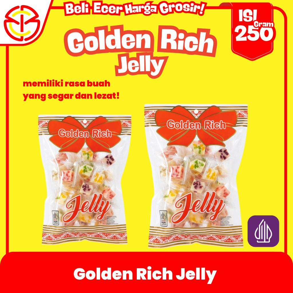 

Golden Rich Jelly 250g Permen Lunak Rasa Buah Segar Jelly Cup Snack Manis Cemilan Anak Enak Viral Halal