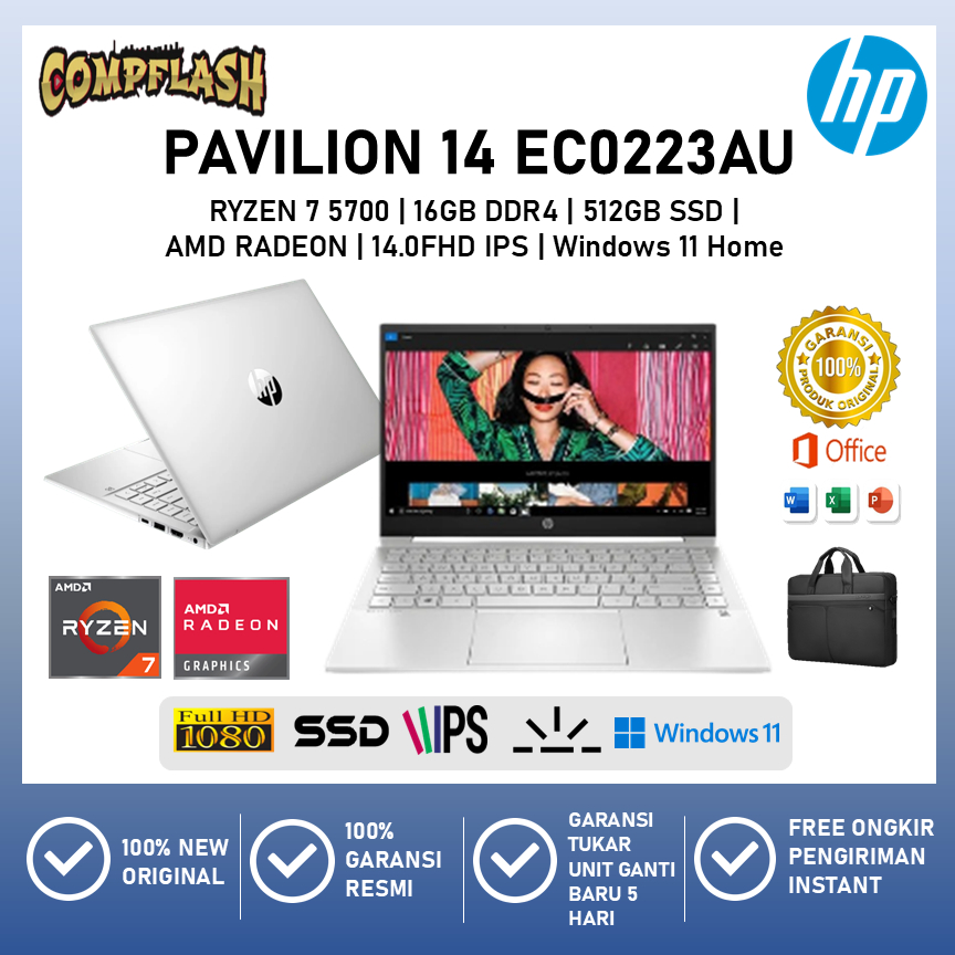 HP PAVILION 14 AMD RYZEN 7 5700 16GB 512GB SSD WINDOWS 11 14.0FHD IPS