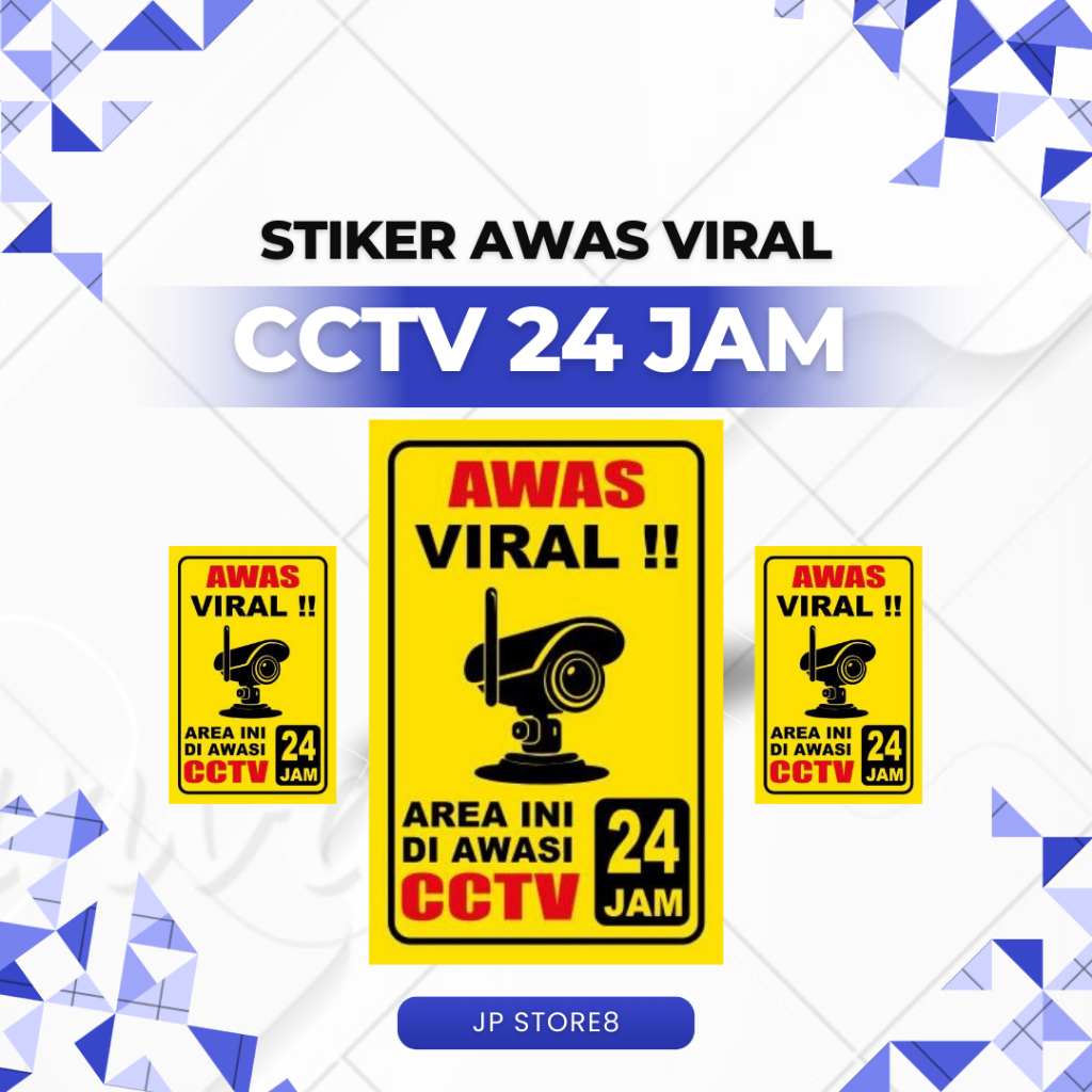

STIKER SIGN AWAS VIRAL AREA INI DI AWASI CCTV 24 JAM 15 X 23 CM - READY STOK