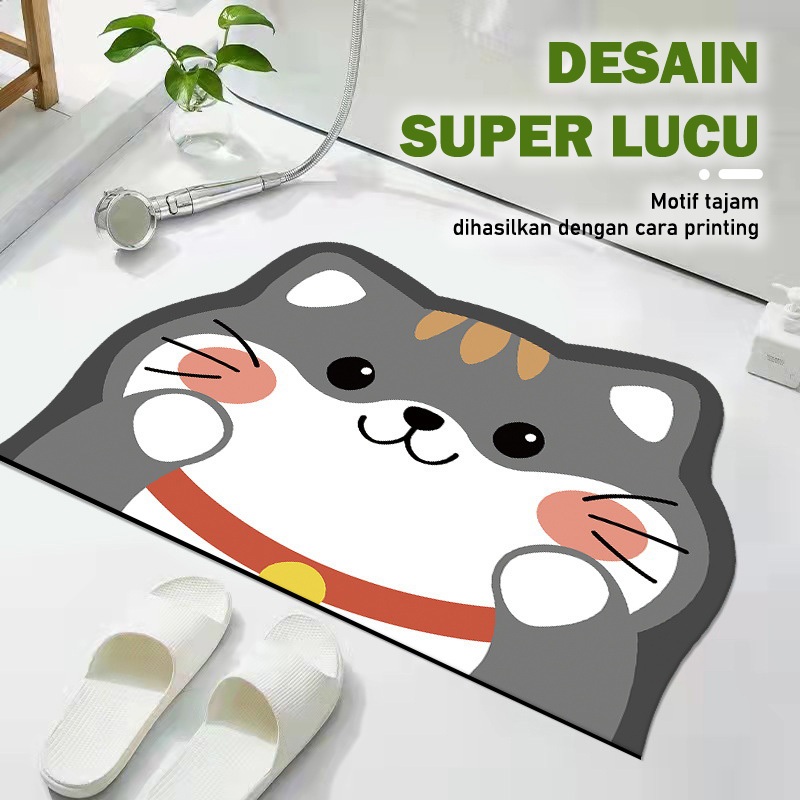 Keset Lantai Anti Slip Karakter Hewan Lucu Menyerap Air Ukuran 40 x 60 Cm / Keset Kamar Mandi Keset 