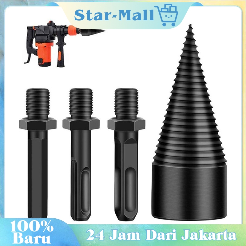 1set Mata Bor Pembelah Kayu / Sambungan Kerucut Gerinda / Alat Pertukangan Kayu