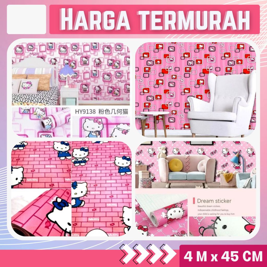 Wallpaper Dinding Karakter Anak Wallpaper Dinding Hellokity Wallpaper Dinding Kamar Anak Wallpaper D