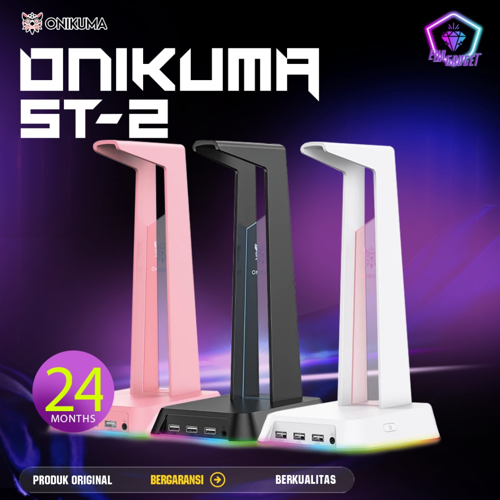 Onikuma ST-2 Pink RGB Gaming Headset Stand Headset Komputer Desktop Monitor Stand Luminous Logo 3 Po