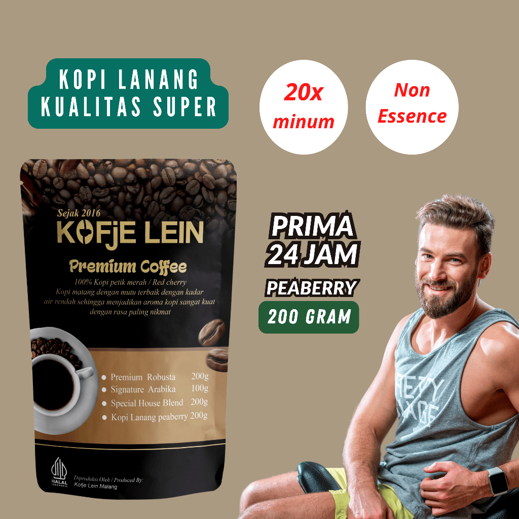 

Kofje Lein Kopi Lanang Super Peaberry Coffee 200g