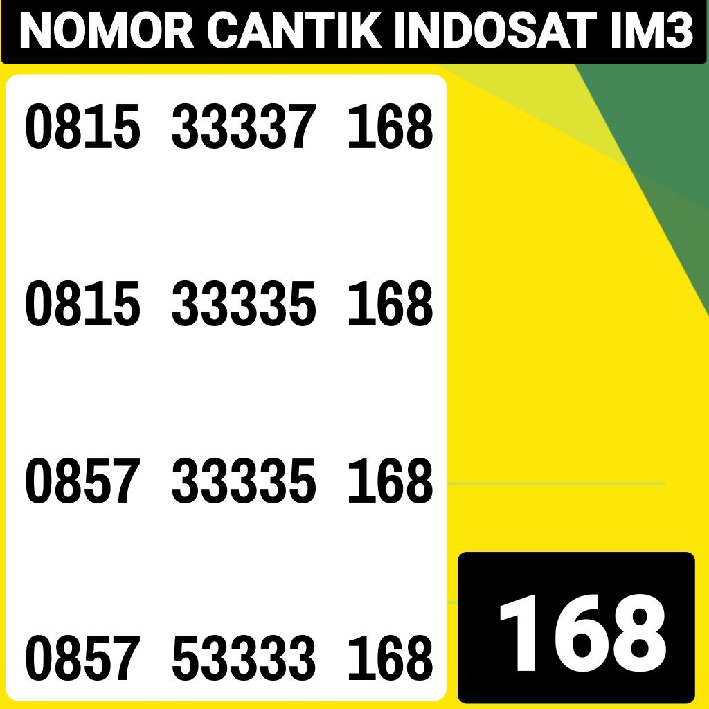KARTU PERDANA INDOSAT NOMOR CANTIK INDOSAT SERI HOKI ILUFA 168
