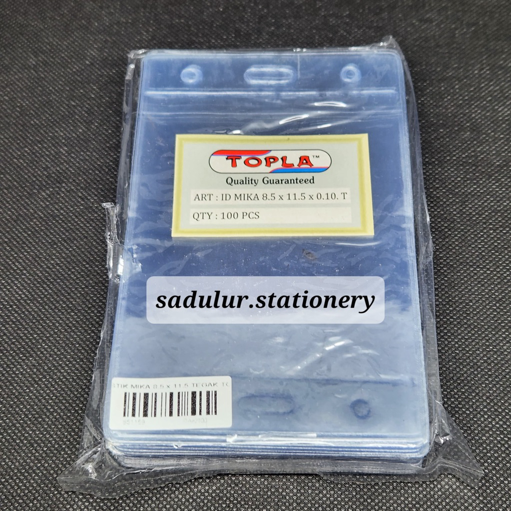 

Plastik id card / plastik ujian / plastik name tag panitia Topla ukuran 8.5x11,5cm TEGAK Vertikal (1 pak isi 100pcs)