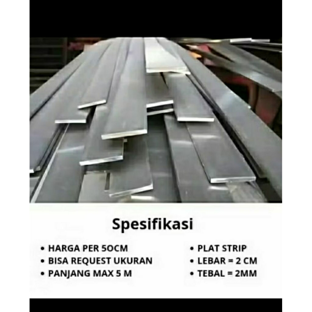 Plat strip besi ukuran lebar 2 cm tebal 2mm