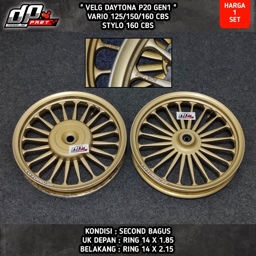 VELG DAYTONA JAPAN ORI DASH WHEEL GEN 1 | logo timbul d/b | Vario125 150 160cbs - Stylo160cbs