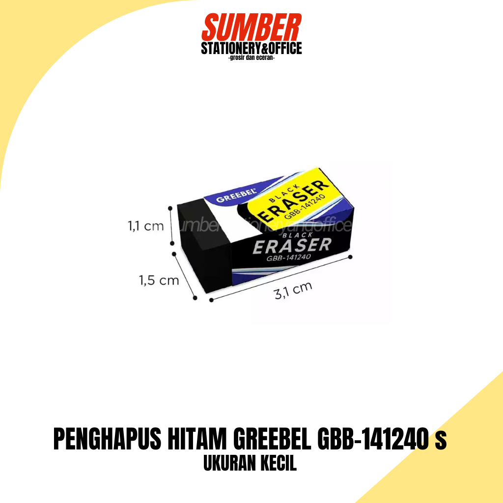 

Penghapus Greebel Hitam (GBB-141240S) - Eraser Halus & Tidak Merusak Kertas [1 Pcs]