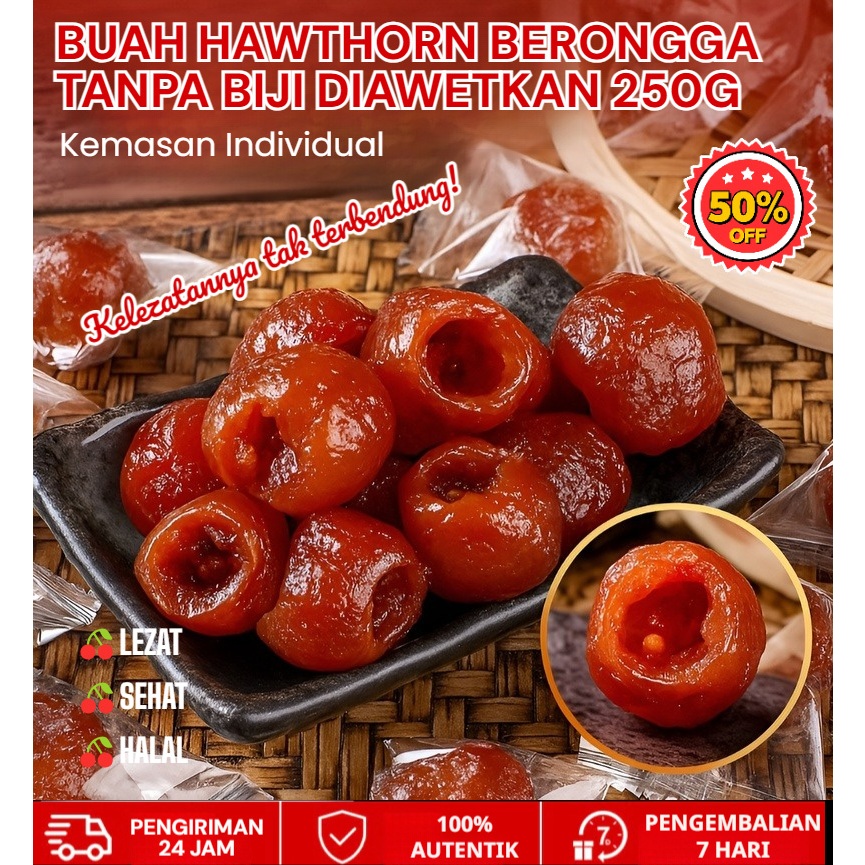 

❤️24H Pengiriman Cepat❤️【COD/Diskon super 50%】250g Halal Hawthorn Kering Freeze Dried 100% Buah Asli/Camilan Sehat Asam Manis/Buah Kering Halal 0 Sukrosa/Hawthorn Berry Fruit Preserves/Camilan untuk Dewasa & Anak-Anak/Snack Sehat Alami
