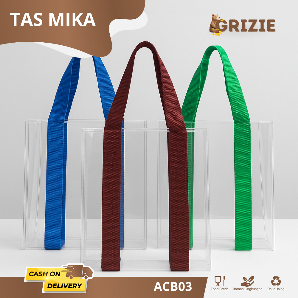 Tote Bag Transparan / Tas Mika Korea Tebal Tali Webbing / Tas Mika Transparan / Tota Bag Hampers Mik