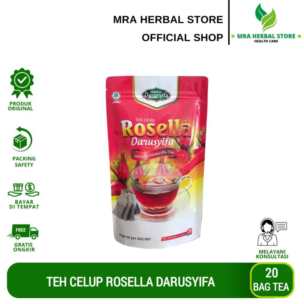 

Teh Celup Rosella Darusyifa Original | Teh Celup Rosela Kemasan Pouch Isi 20