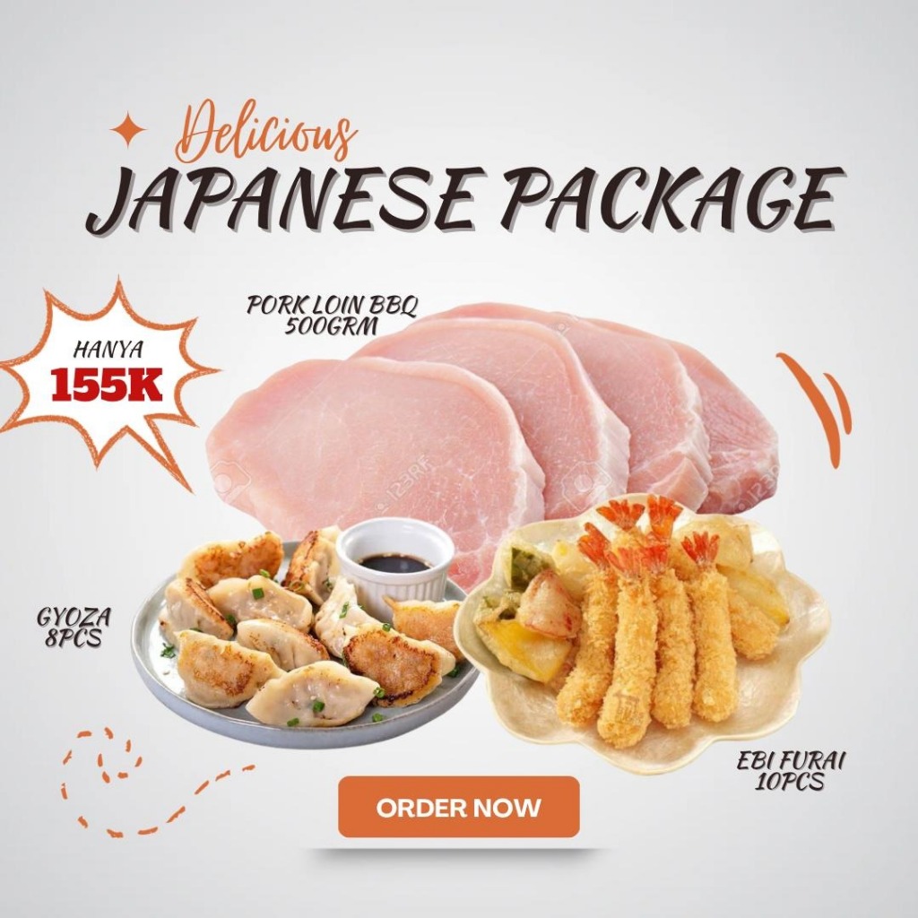 

PROMO Delicious Japanese Meal (Loin bbq 500gr + Ebi furai +Wotie)