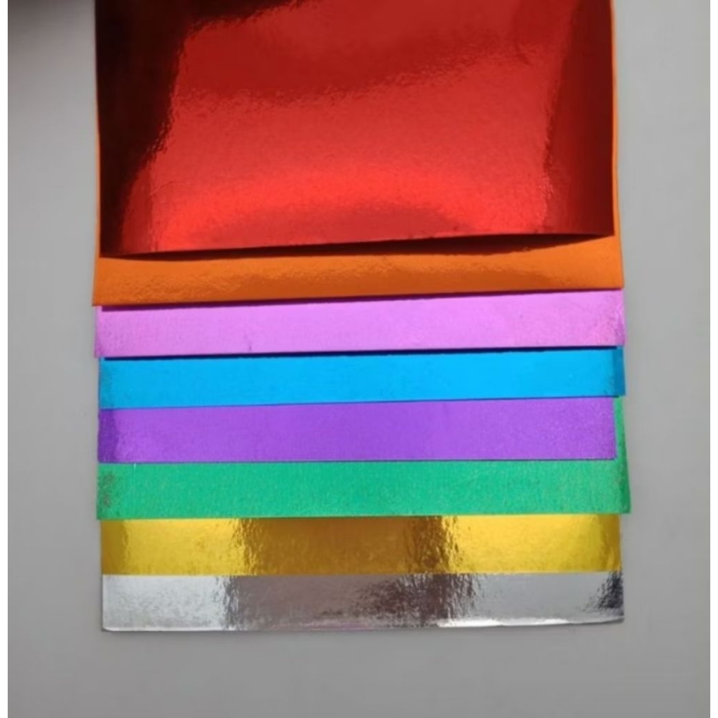 

10 LBR] KERTAS METALIK WARNA / KERTAS SAMPUL / KERTAS KILAP PEMBUNGKUS BUKU