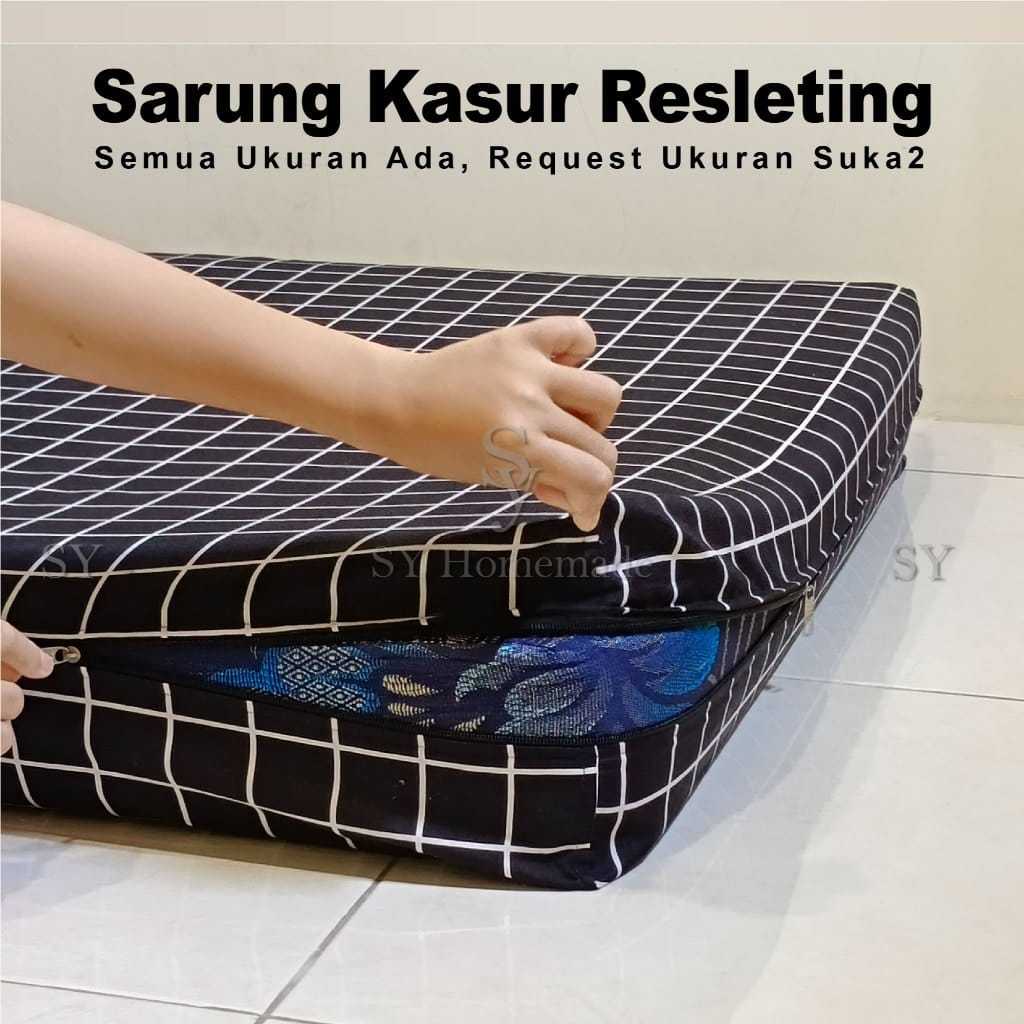 Sarung Kasur Busa Resleting Urung Kasur Resleting Bentuk L Matt Polymicro Ukuran 80x200-180X200