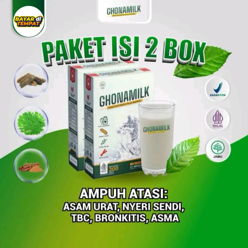 

GHONAMILK 2 BOX SUSU ETAWA PLUS GAMAT DAN DAUN KELOR UNTUK TERAPI SENDI TULANG SESAK NAFAS TBC ASMA
