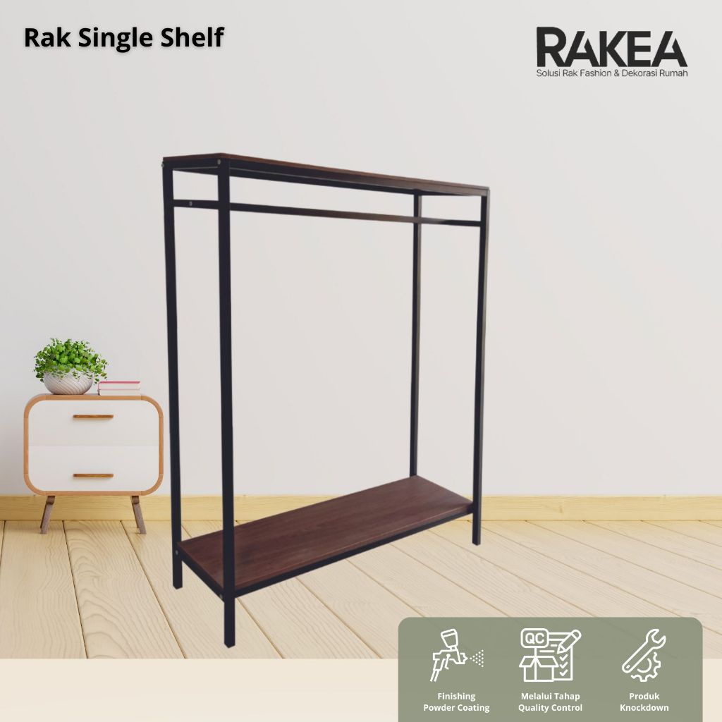 RAK BAJU SINGLE SHELF - GAWANG BAJU BESI DAN KAYU - GANTUNGAN BAJU 1 ARAH AESTHETIC  FURNITURE