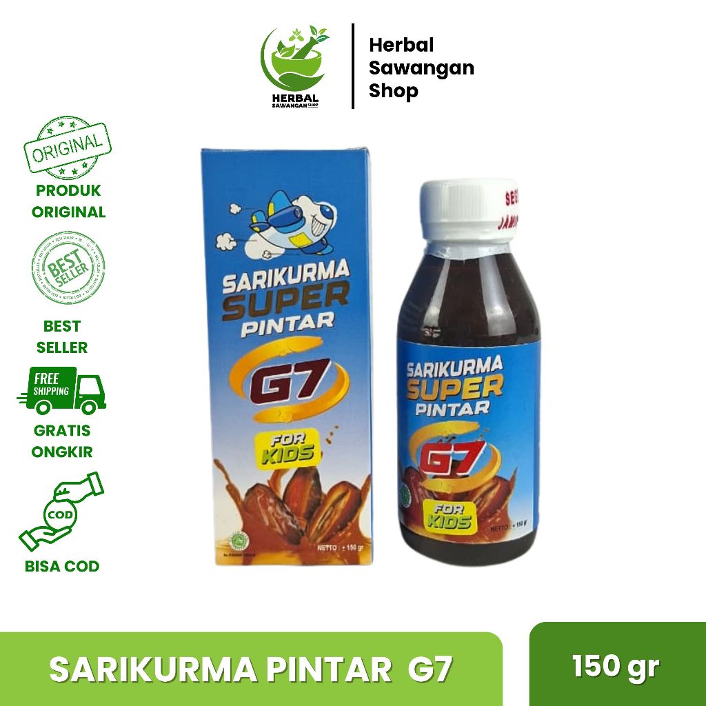 

SariKurma SUPER Pintar G7 For Kids 150gr / Meningkatkan Kecerdasan & Nutrisi Peninggi Badan Anak