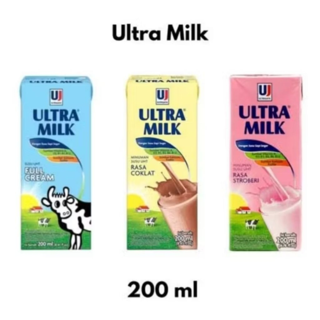 

Ultra milk susu uht 200 ml (1 dus isi 24 pcs)