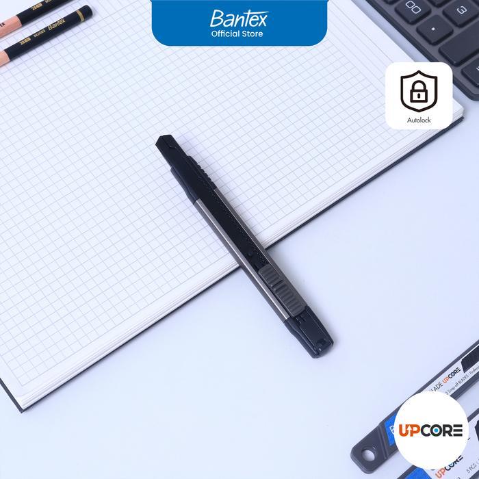 

Bantex Cutter Besar Premium Body Aluminium / Pemotong Kertas Pisau Baja Warna Hitam AutoLock BD5162