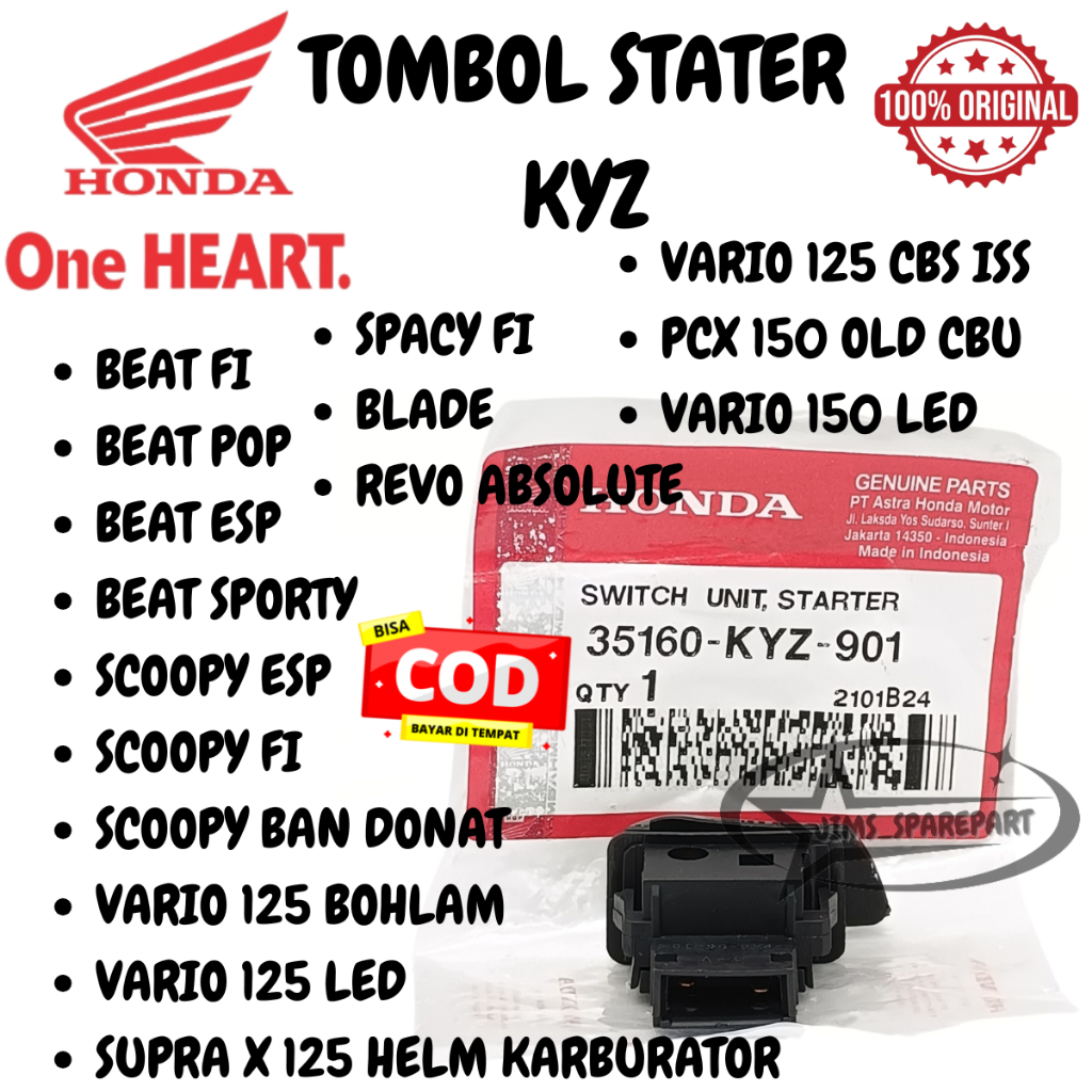 TOMBOL STATER HONDA KYZ BEAT FI POP ESP SPORTY SCOOPY BAN DONAT VARIO 125 150 BOHLAM LED CBS ISS SUP