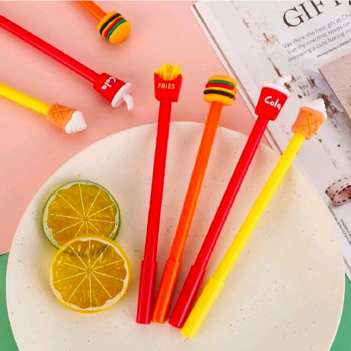 

Pena Fast Food Pulpen Karakter Lucu Model Junk Food Burger Soda Cola French Fries