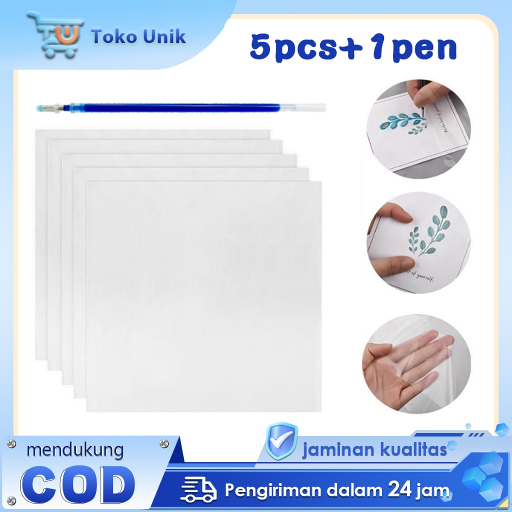 

5 Lembar Water Soluble Paper Kertas Larut Dalam Air Untuk Embroidery Kertas Bordir Dengan Pen