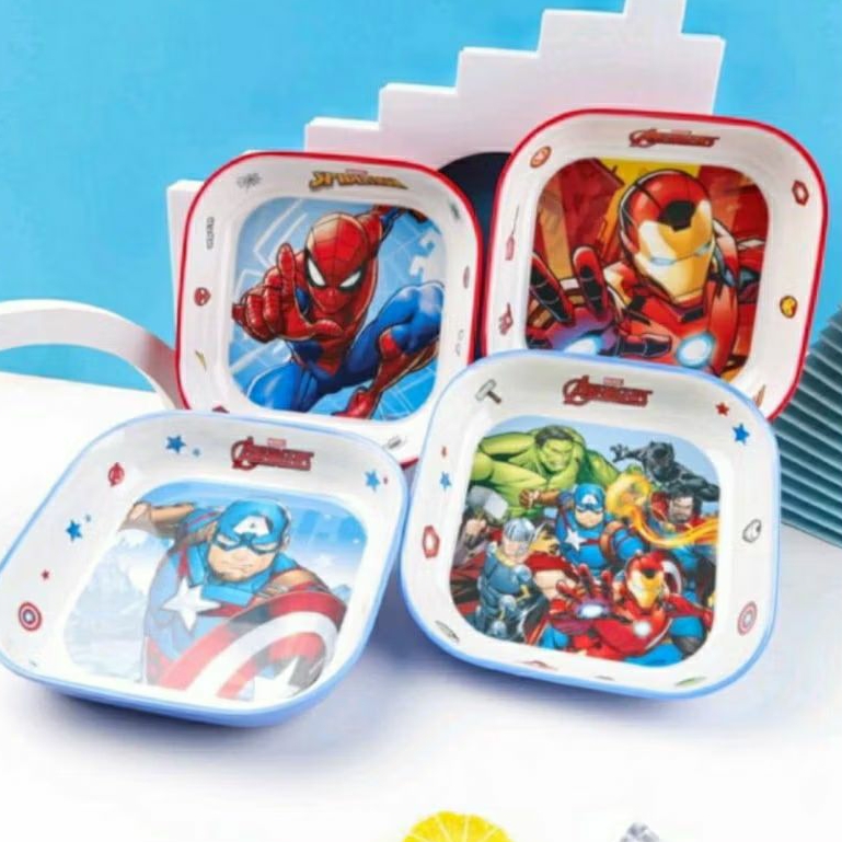 piring melamin kotak persegi mike premium melamine spiderman frozen karakter mickey mouse
