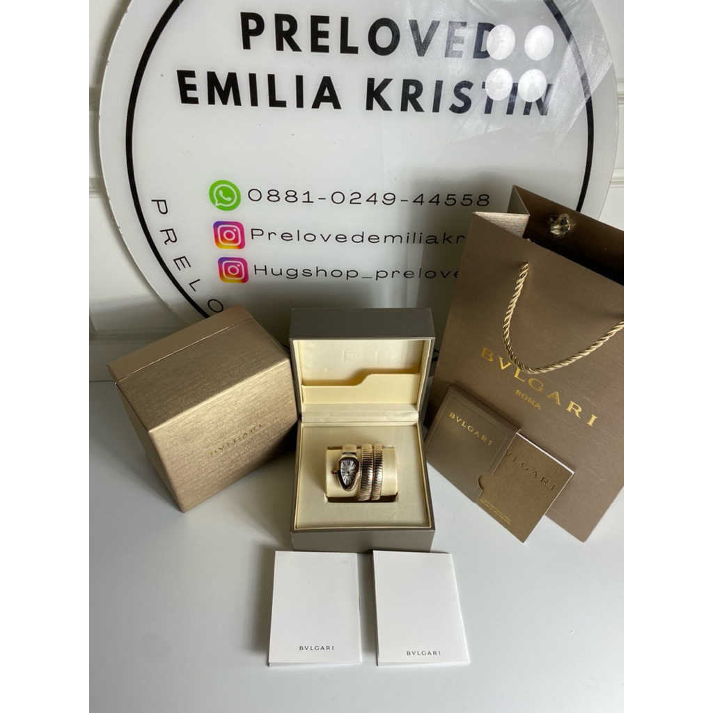 Preloved th 2023 serpenti tubogas spiral white rose gold lady white dial watch Authentic