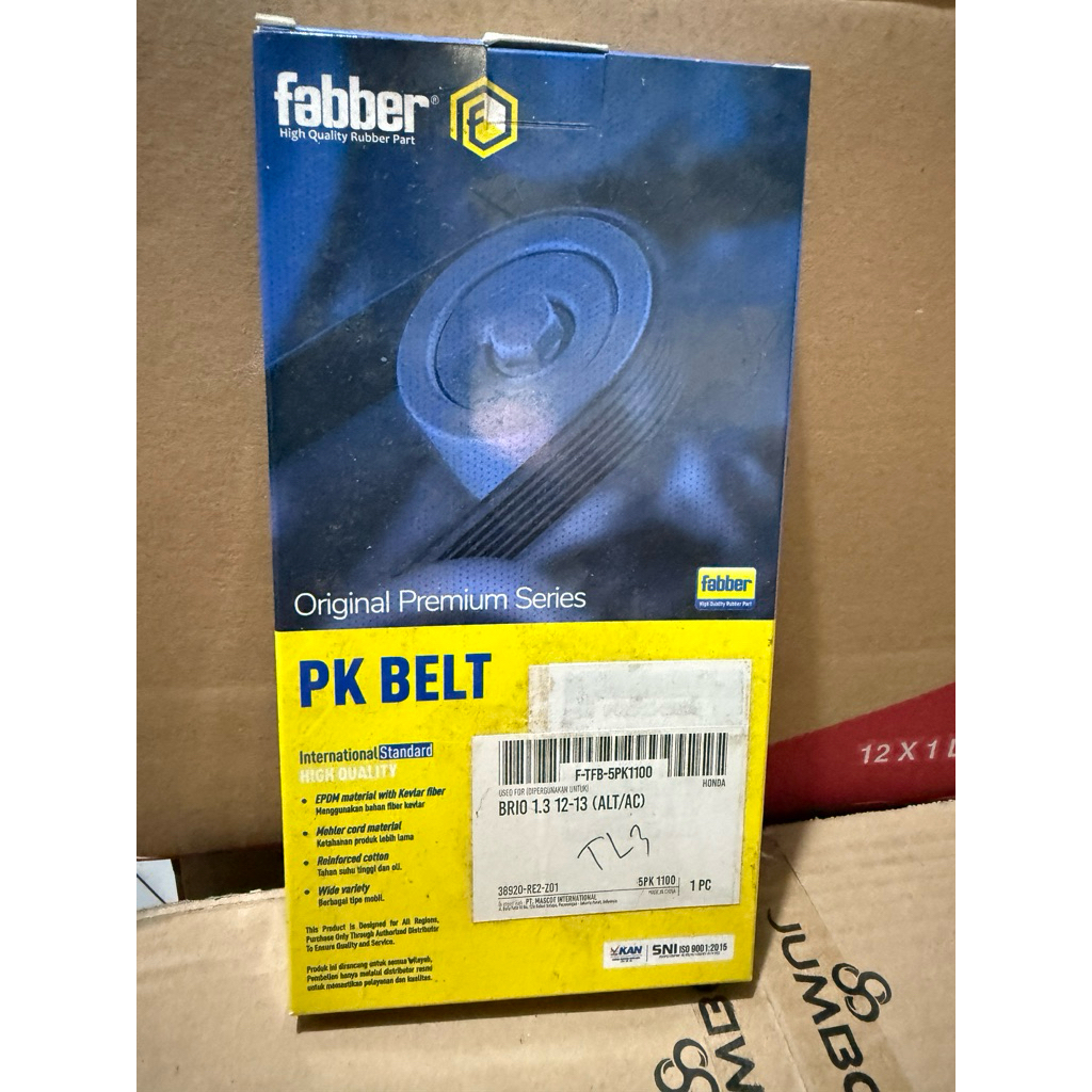 vanbelt honda brio 2012-2013 1300cc 5pk1100 merk fabber