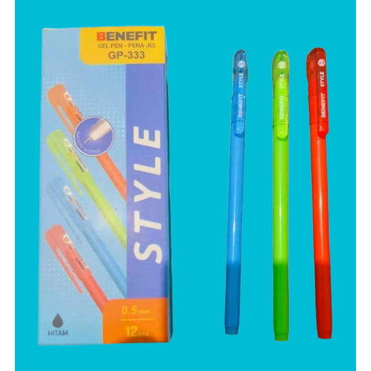 

PACK BOLPEN GEL BENEFIT STYLE GP-333 ISI 12PCS