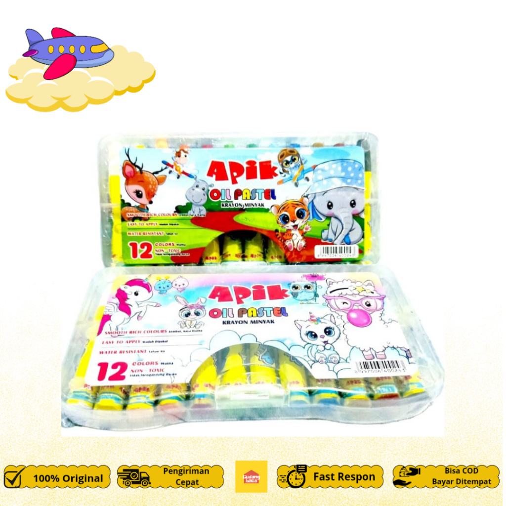

Crayon Warna Oil Pastel 12 Warna -Mitsuwa/Apick