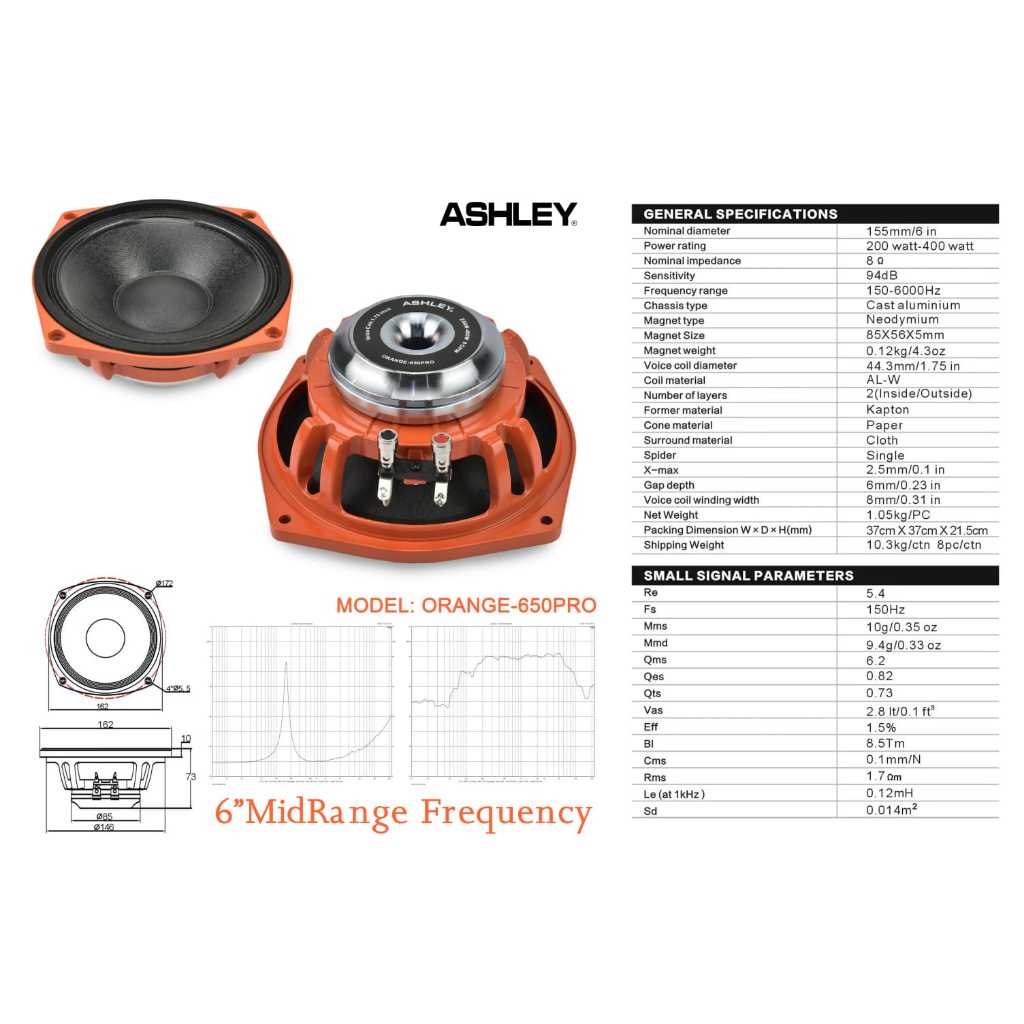 ASHLEY WOOFER 6 INC ORANGE-650PRO/orange 650 pro Original