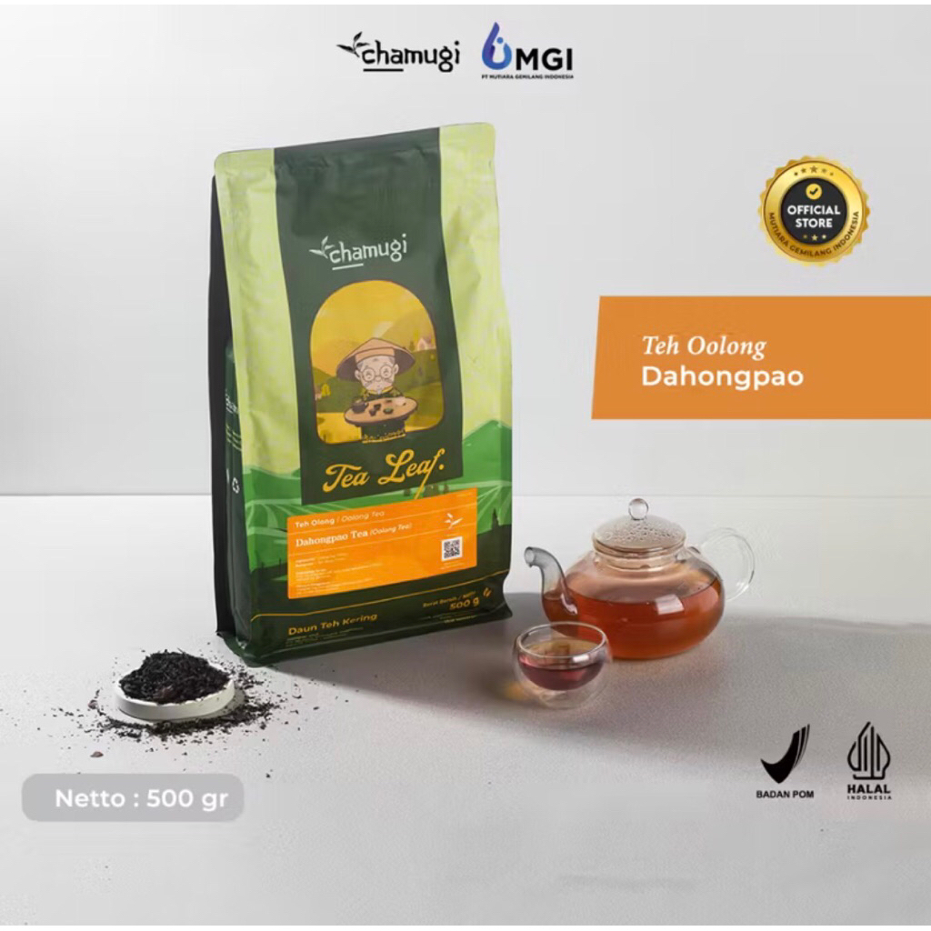 

CHAMUGI Tea Leaf Daun Teh, Da Hong Pao Oolong Tea kemasan 500 gram.