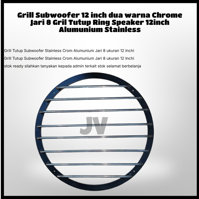 Grill Subwoofer 12 inch dua warna Chrome Jari 8 Gril Tutup Ring Speaker 12inch Alumunium Stainless