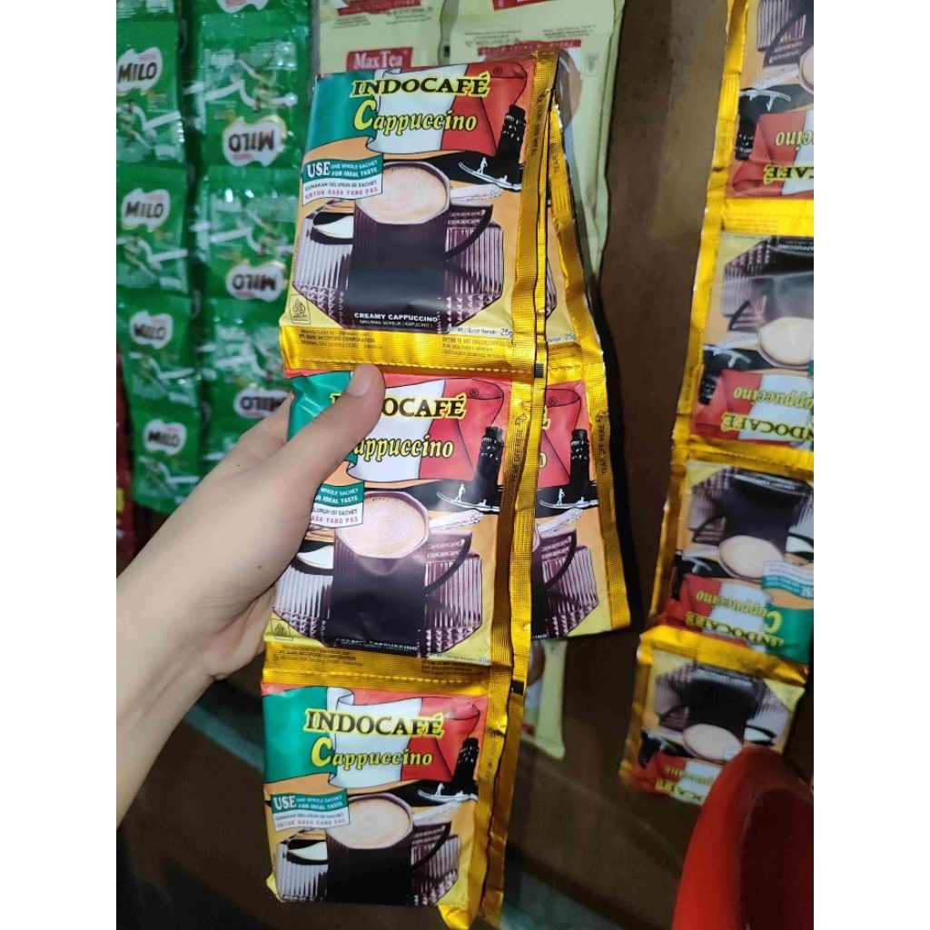 

Indocafe Cappuccino 1 renteng 25g x 10bks minuman serbuk kapucino bubuk kopi instan