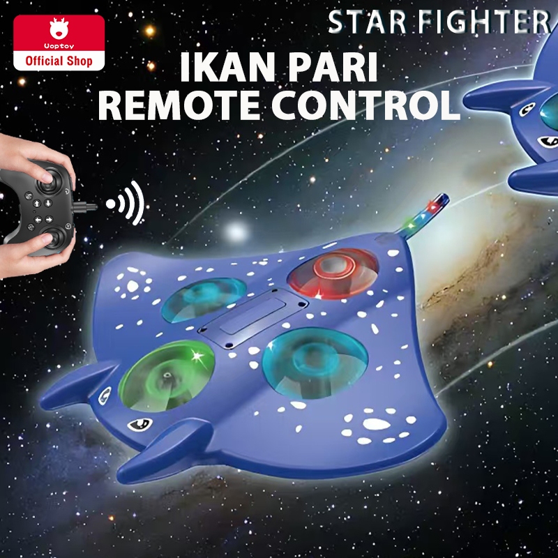 Uoptoy Mainan Pesawat Terbang Ikan Pari RC  2.4G EPP Stunt Remote Control Led Glider Airplane Foam R