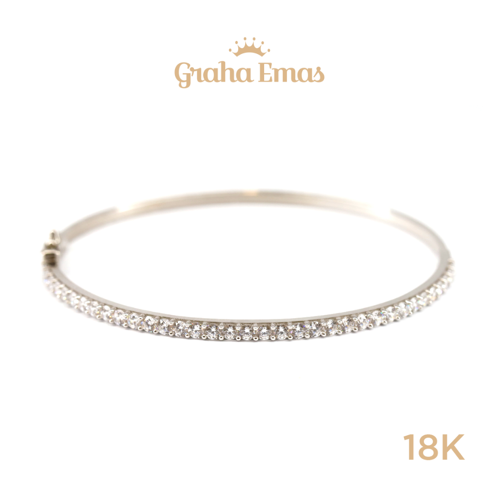 Graha Emas Bangle Emas Putih Bentuk 18K - White Gold Model Bangle 18 Carat M513