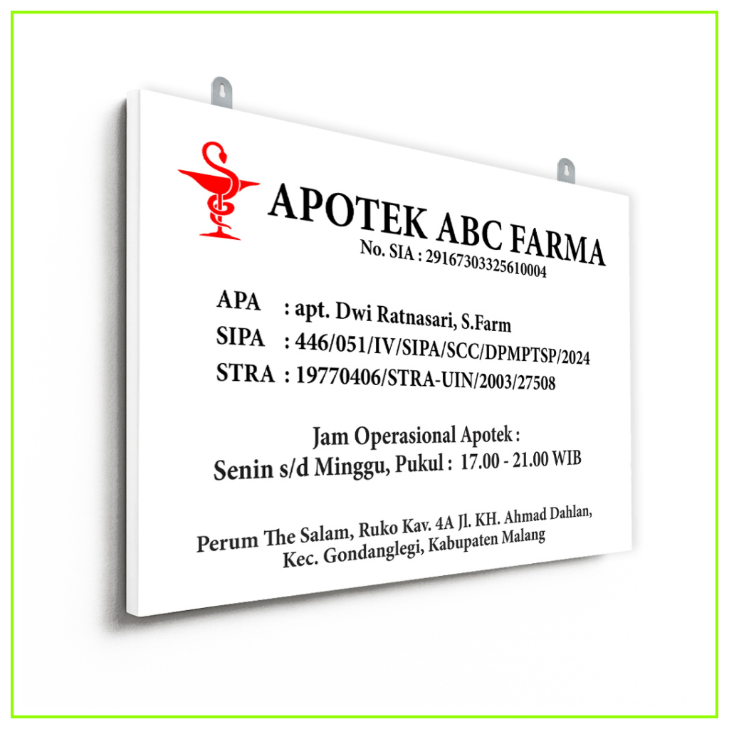 

Papan Nama Apotek 80x60 cm