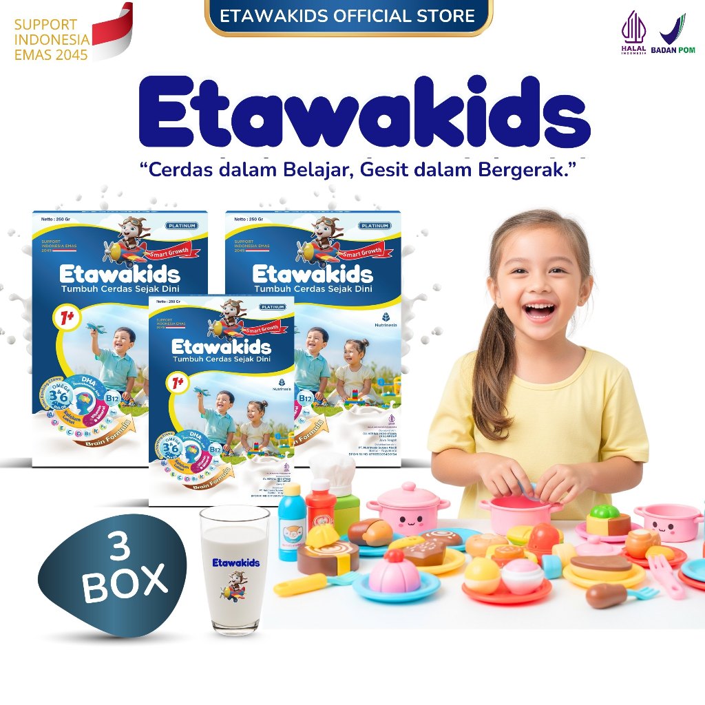 

Susu Etawa Anak Etawakids Platinum dengan DHA, Omega 3 6, Whey Protein & Kalsium Nutrisi Seimbang untuk Otak & Tubuh Aktif 3 Box