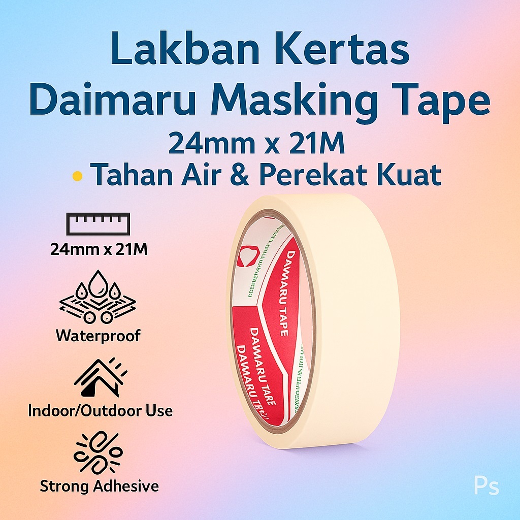 

Lakban Kertas Daimaru Masking Tape 1 Inch (24mm x 21M) – Perekat Kuat