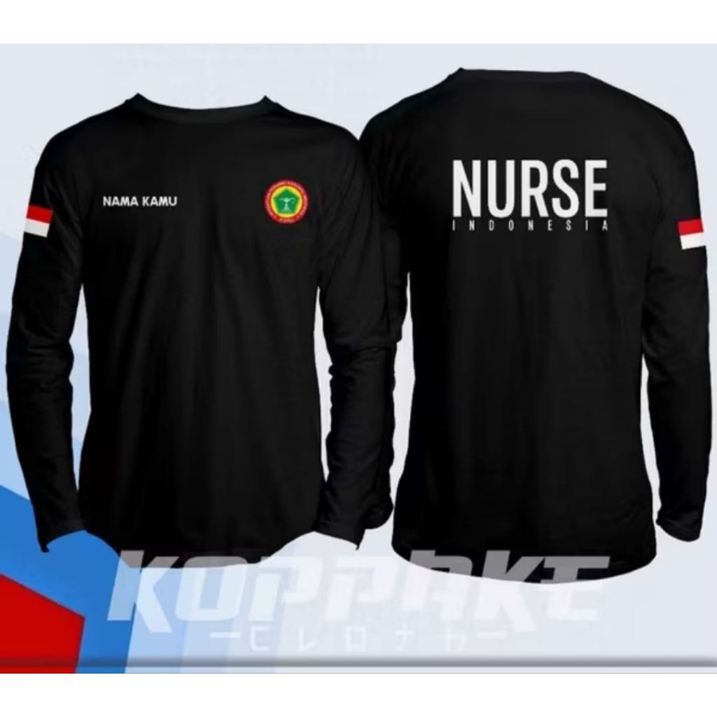 Kaos Lengan Panjang Nurse Indonesia | Free Nama