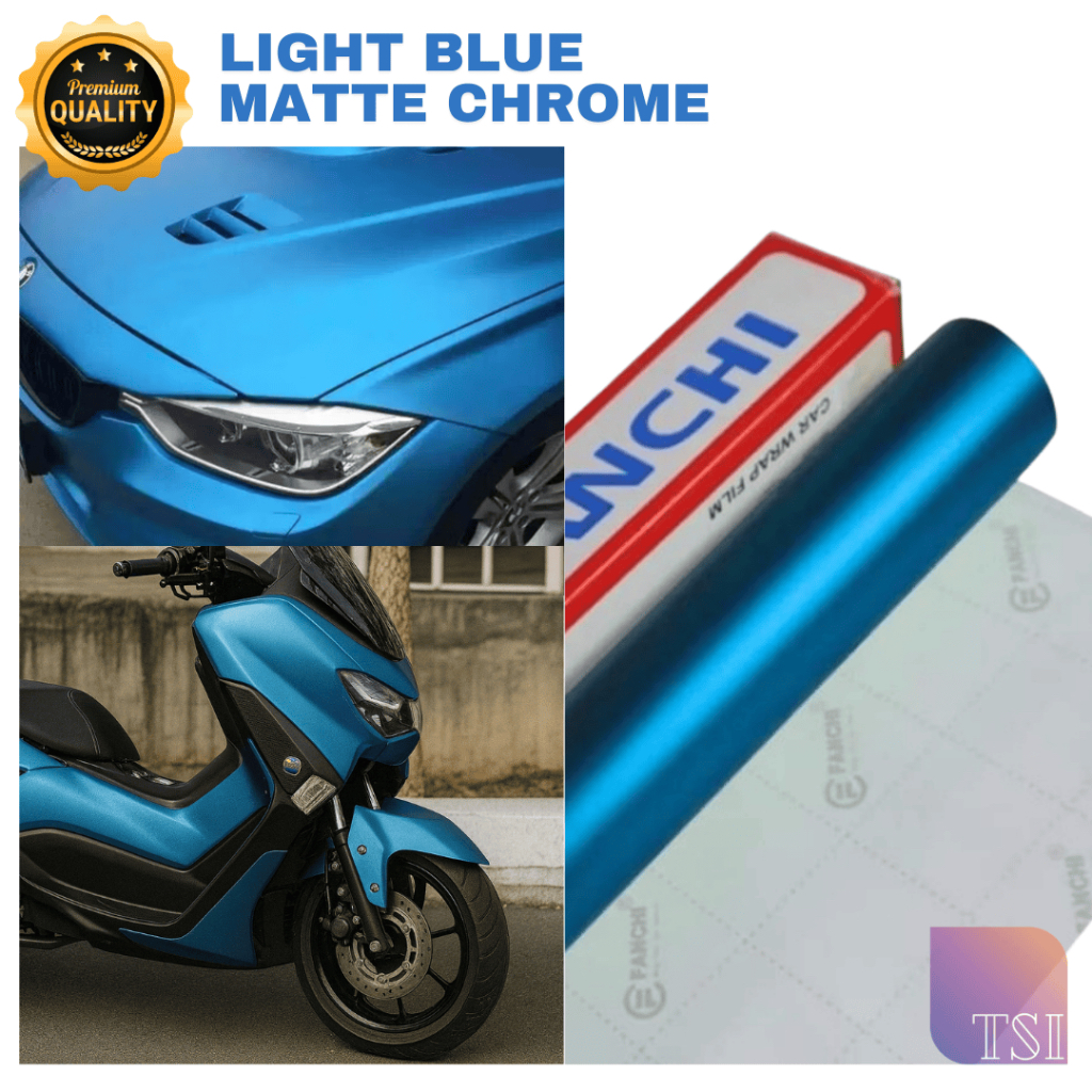 Stiker Skotlet Biru Muda Langit Satin Metalik Doff Matte Chrome Light Blue  Stiker Doff Krom Metalli