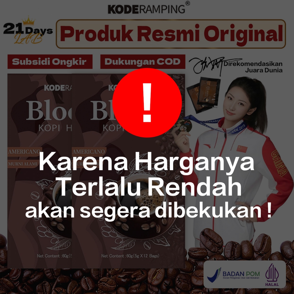 

KODERAMPING 21Days Coffee Americano-Bloom Kopi Hitam Arabika(12Sachet/Box) Halal