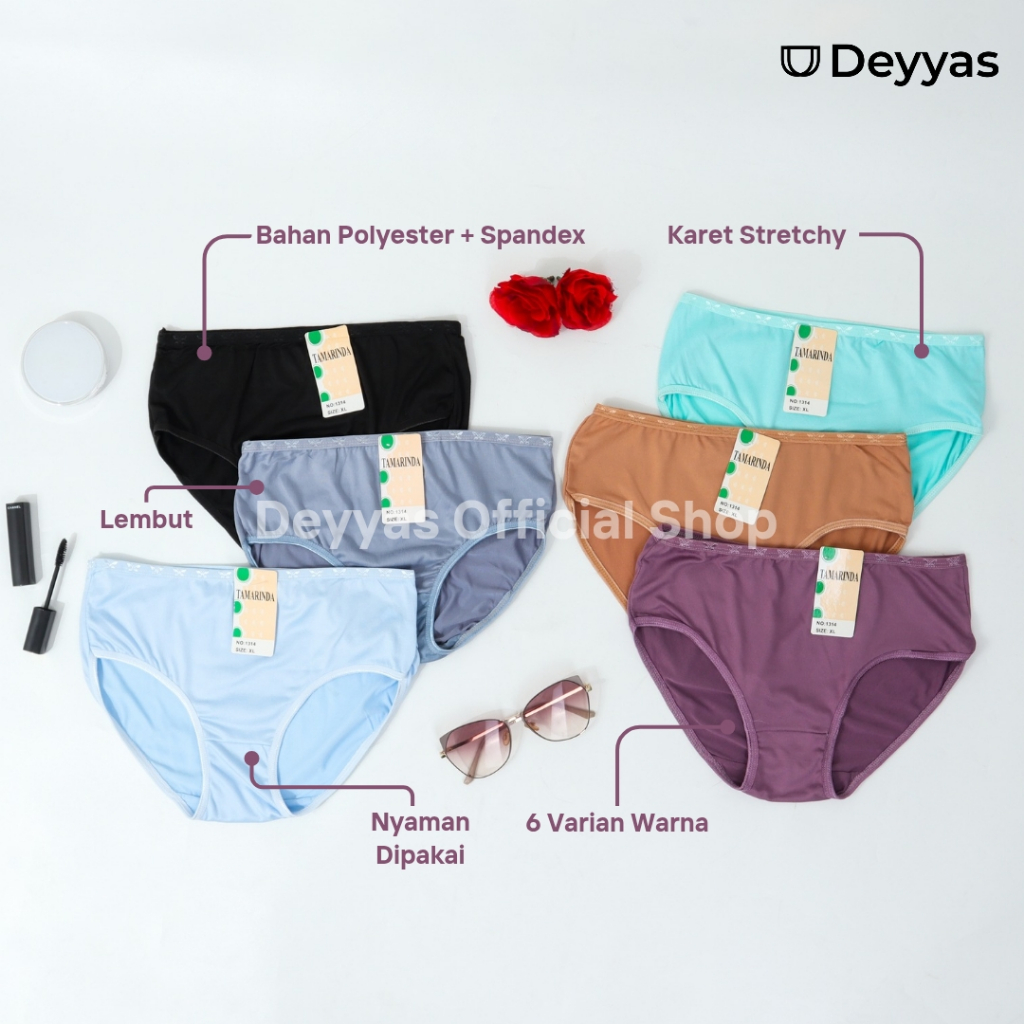 6 Pcs Celana Dalam Wanita Tamarinda Polos | Size M L XL XXL