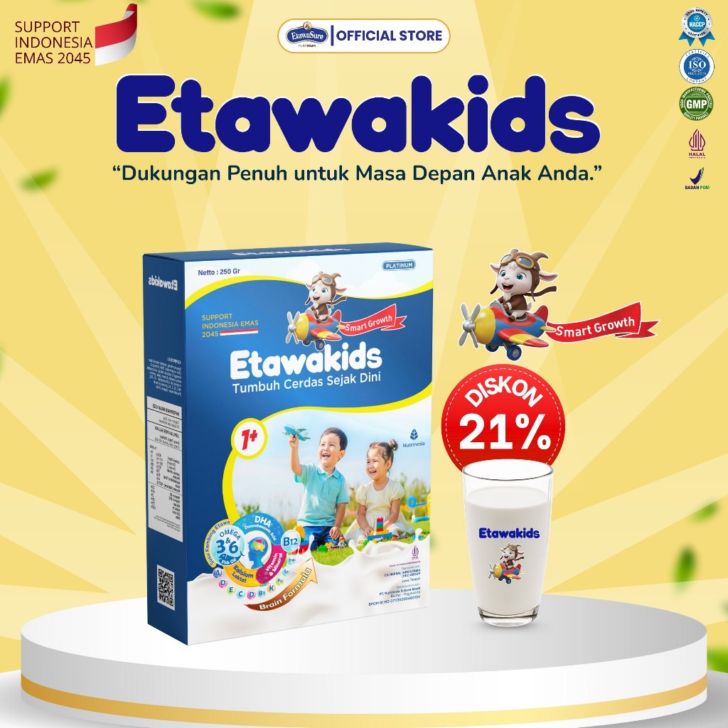 

Etawakids Susu Nutrisi Khusus Kecerdasan dan Perkembangan Motorik Anak Kemasan 250gr 1 BOX